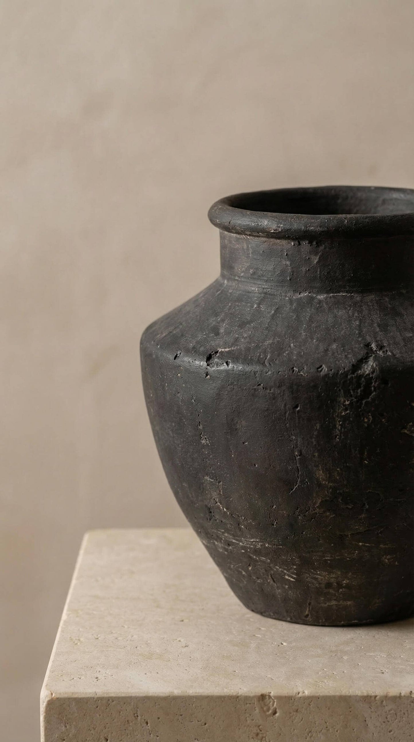 Vase Black Terracotta Flared Neck