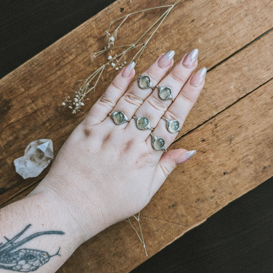 Prehnite Sterling Silver Ring