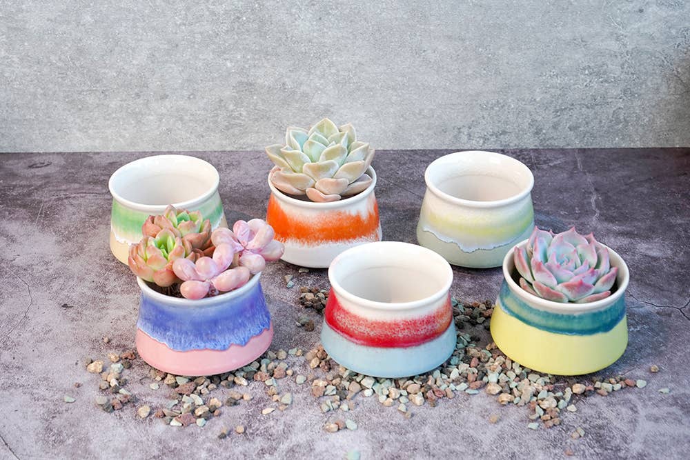 Small Glazed Pot Tricolor