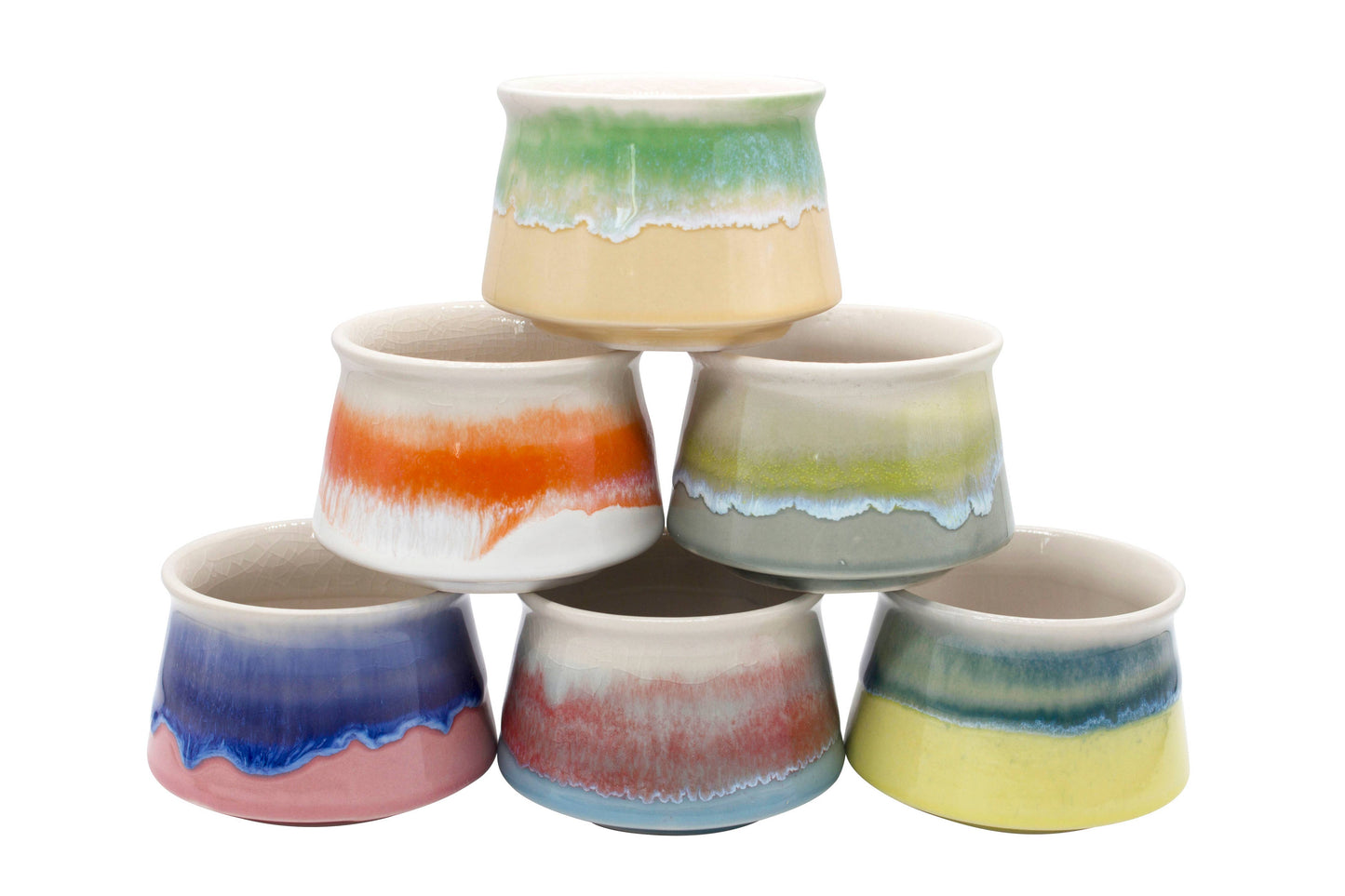 Small Glazed Pot Tricolor
