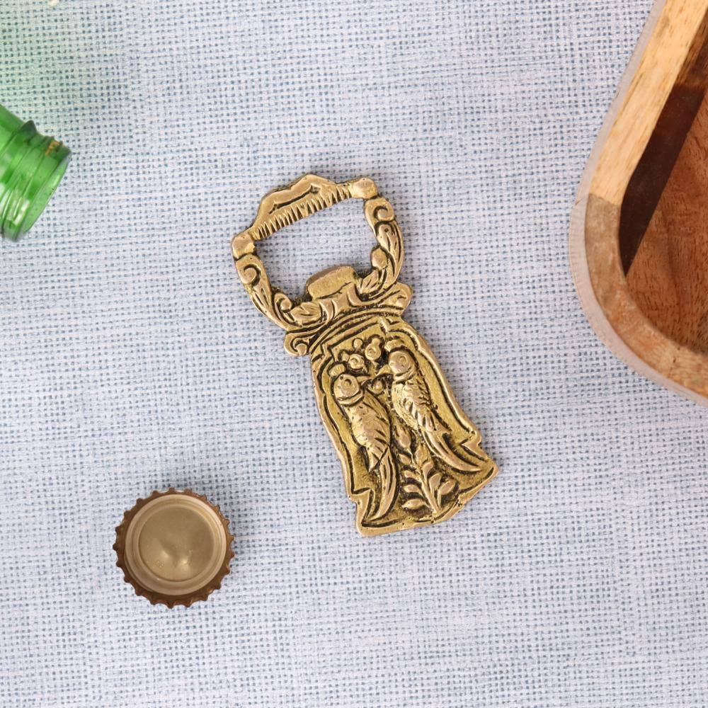 Brass Bottle Opener Parrots