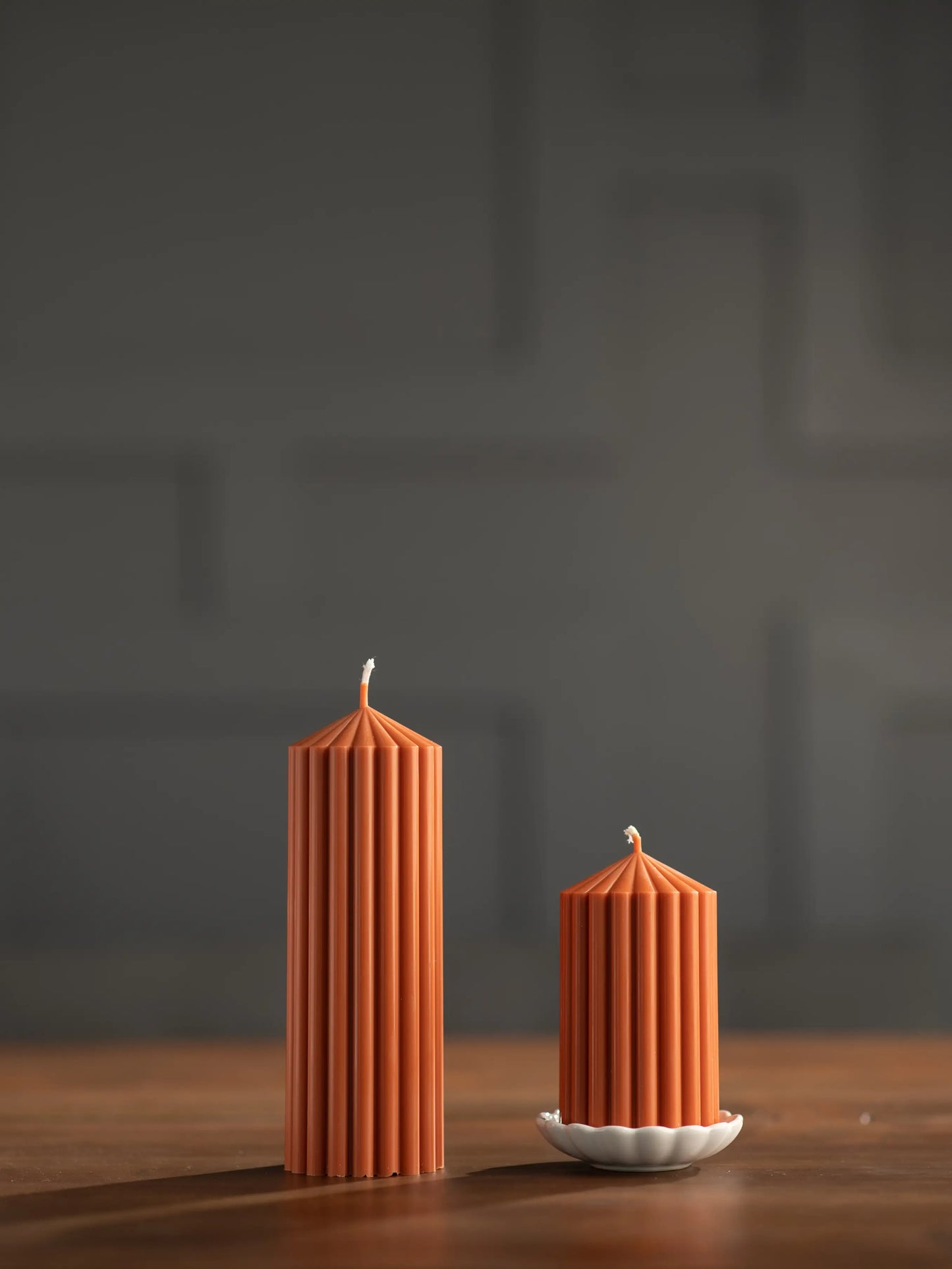 Large Ribbed Pillar Candles