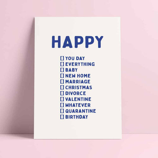 Happy you day birthday whatever Risograph Postcard