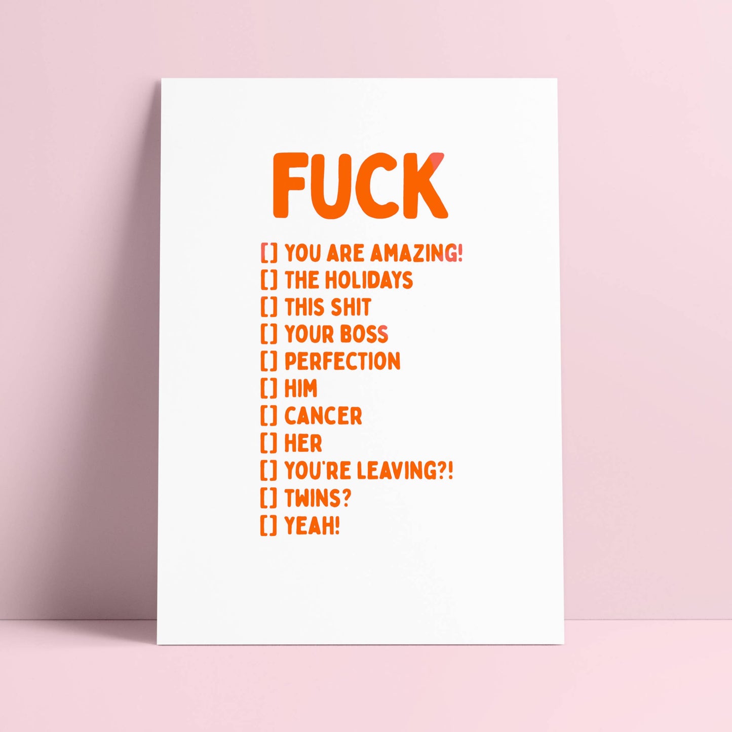 FUCK you are amazing, him, cancer, holidays riso postcard