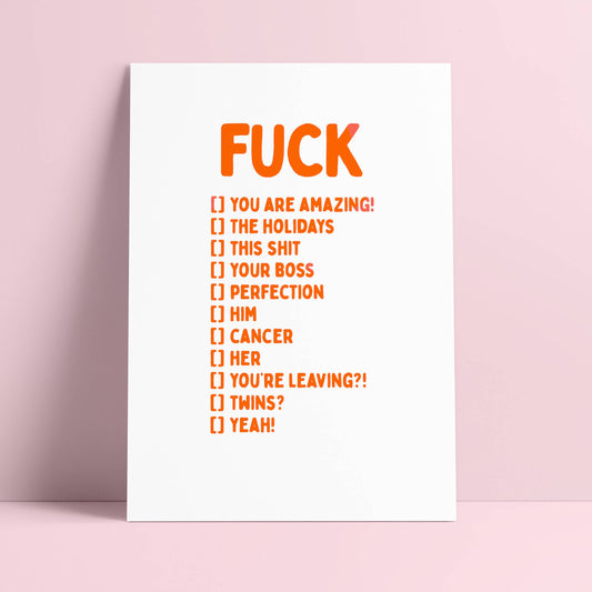FUCK you are amazing, him, cancer, holidays riso postcard