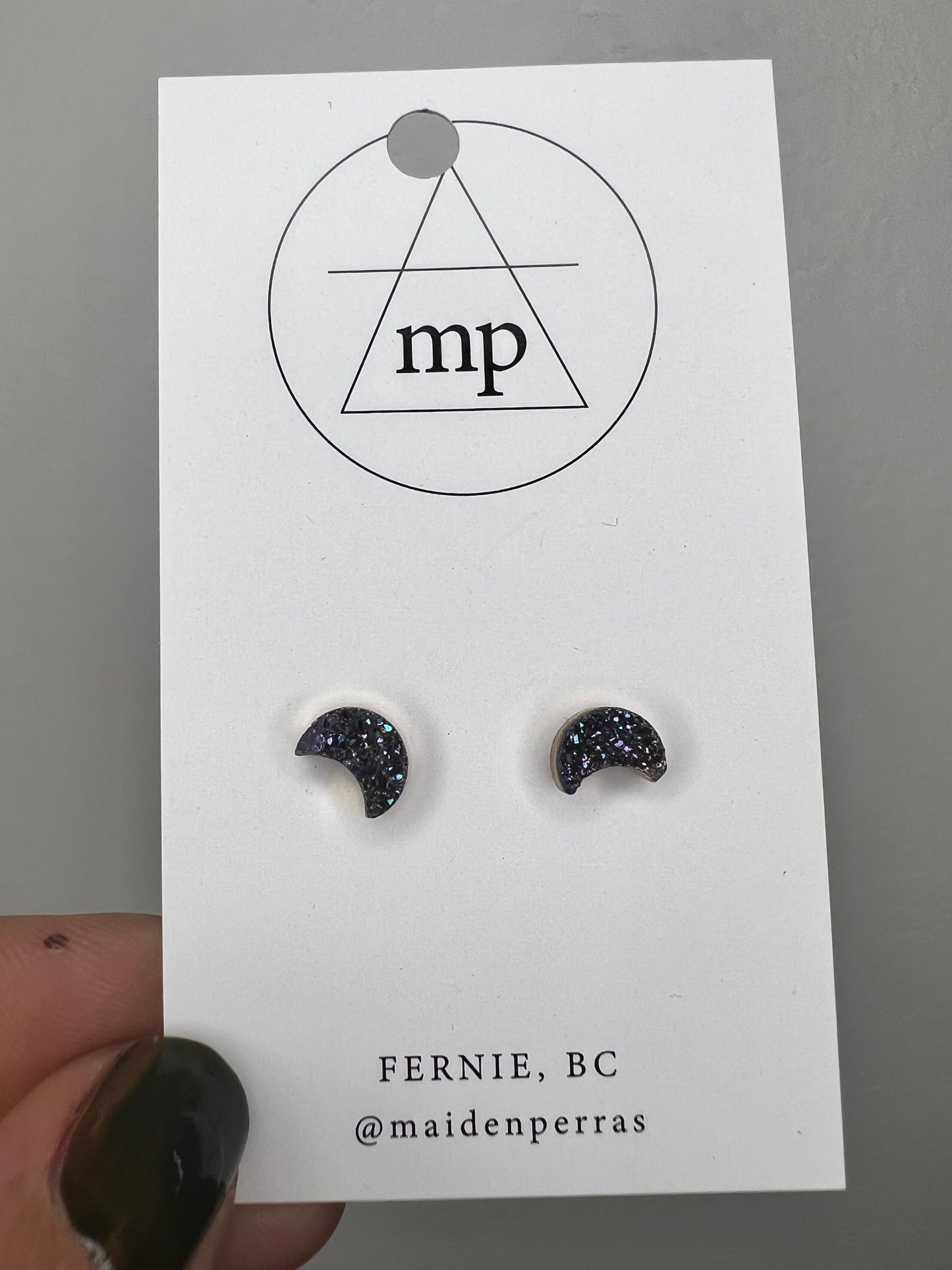 Druzy Mini Moon Earrings