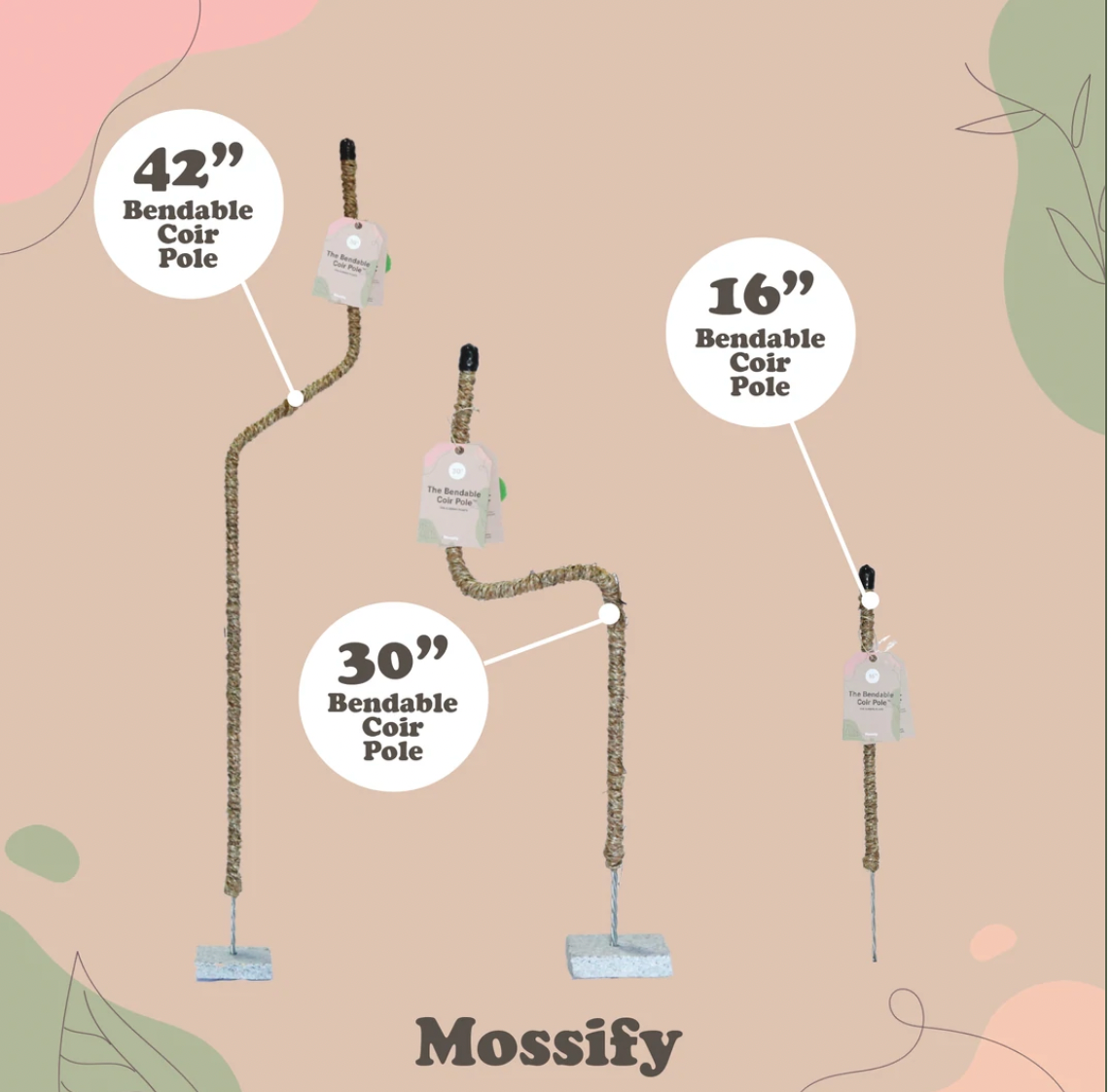 MOSSify Bendable Coco Coir Pole