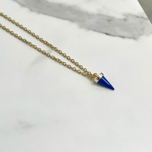Tiny Lapis Lazuli Spike Necklace