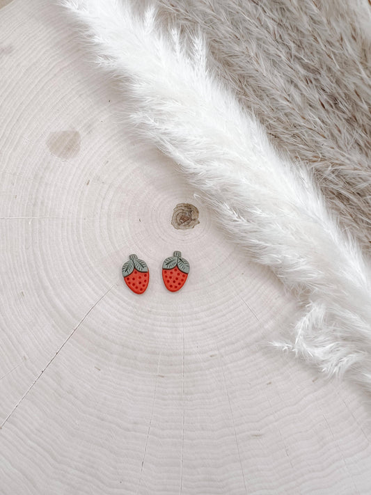 Strawberry Stud Clay Earrings