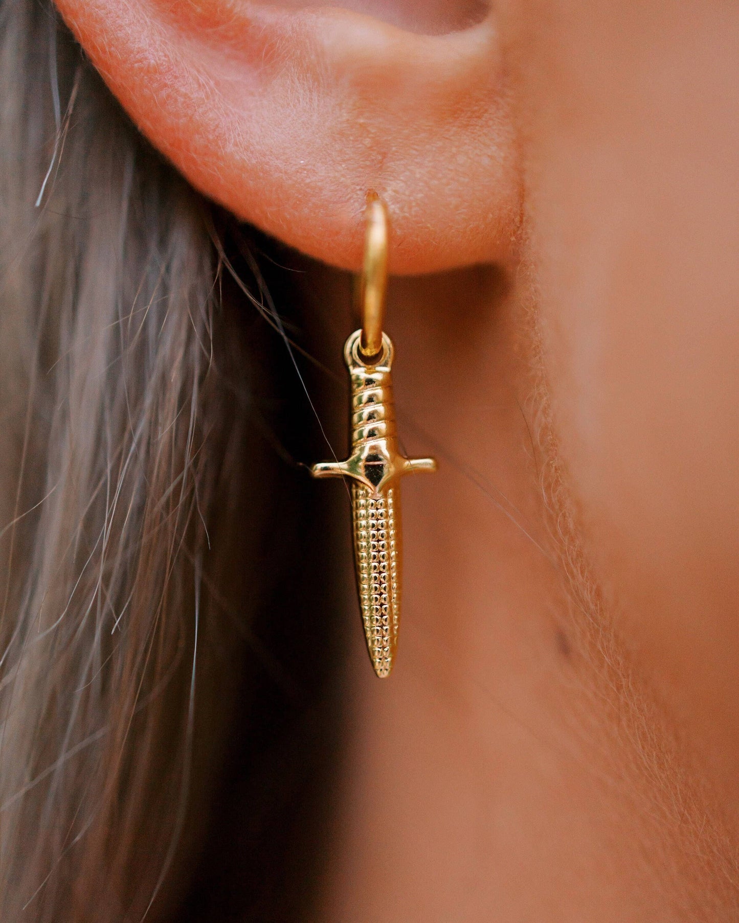 Gold Dagger  Earrings