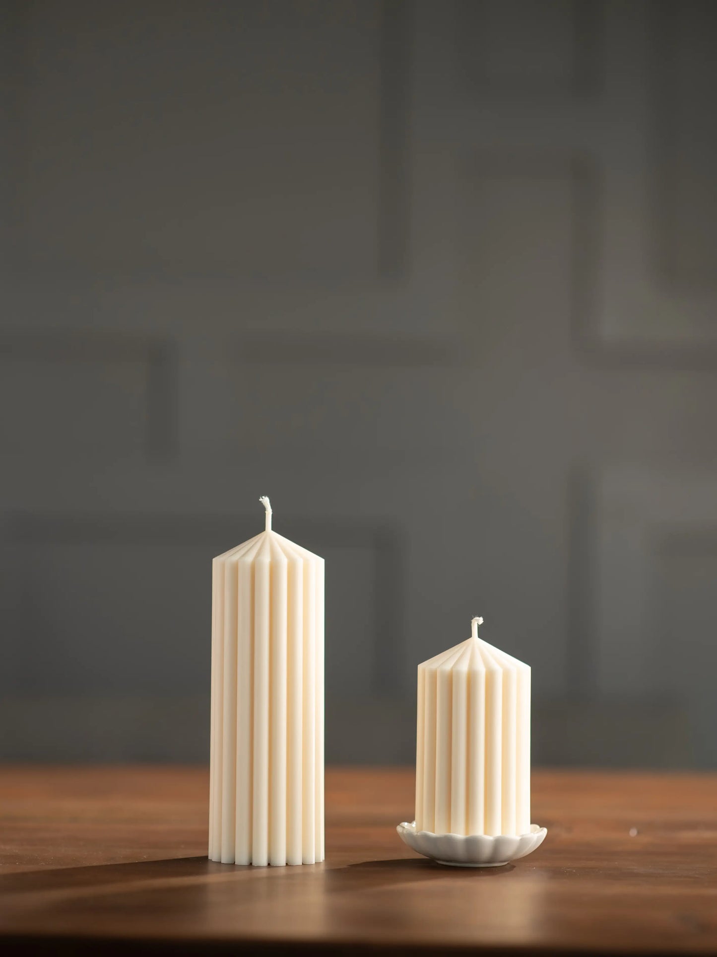 Large Ribbed Pillar Candles
