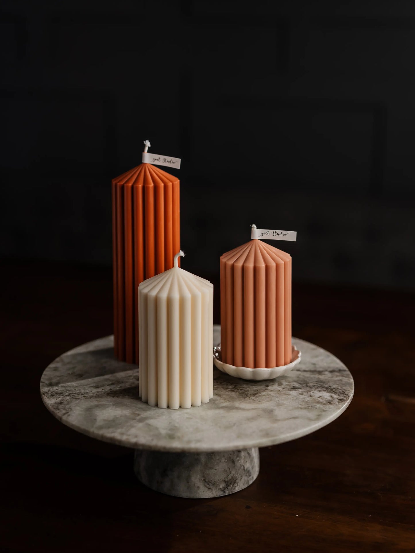 Large Ribbed Pillar Candles