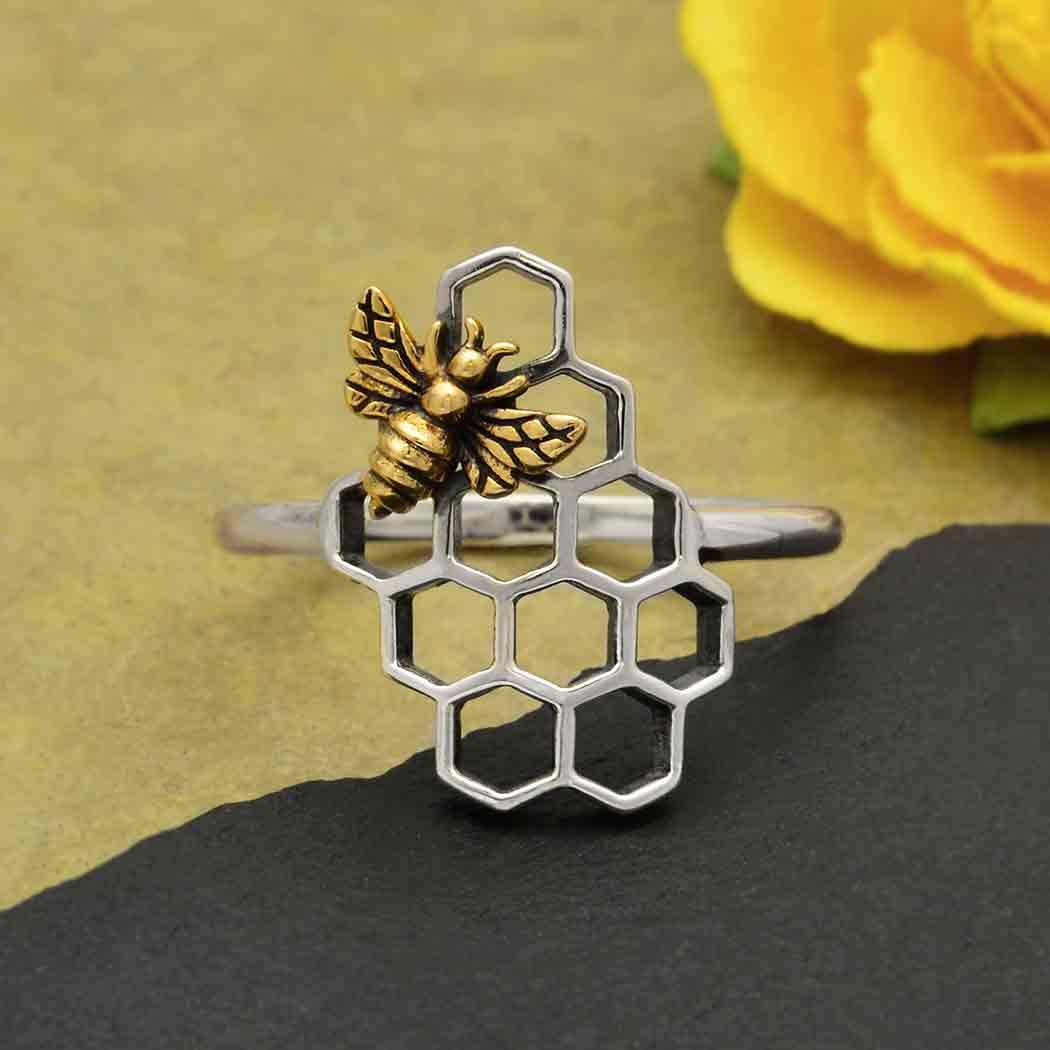 Nina Designs | Honeycomb + Bee Ring