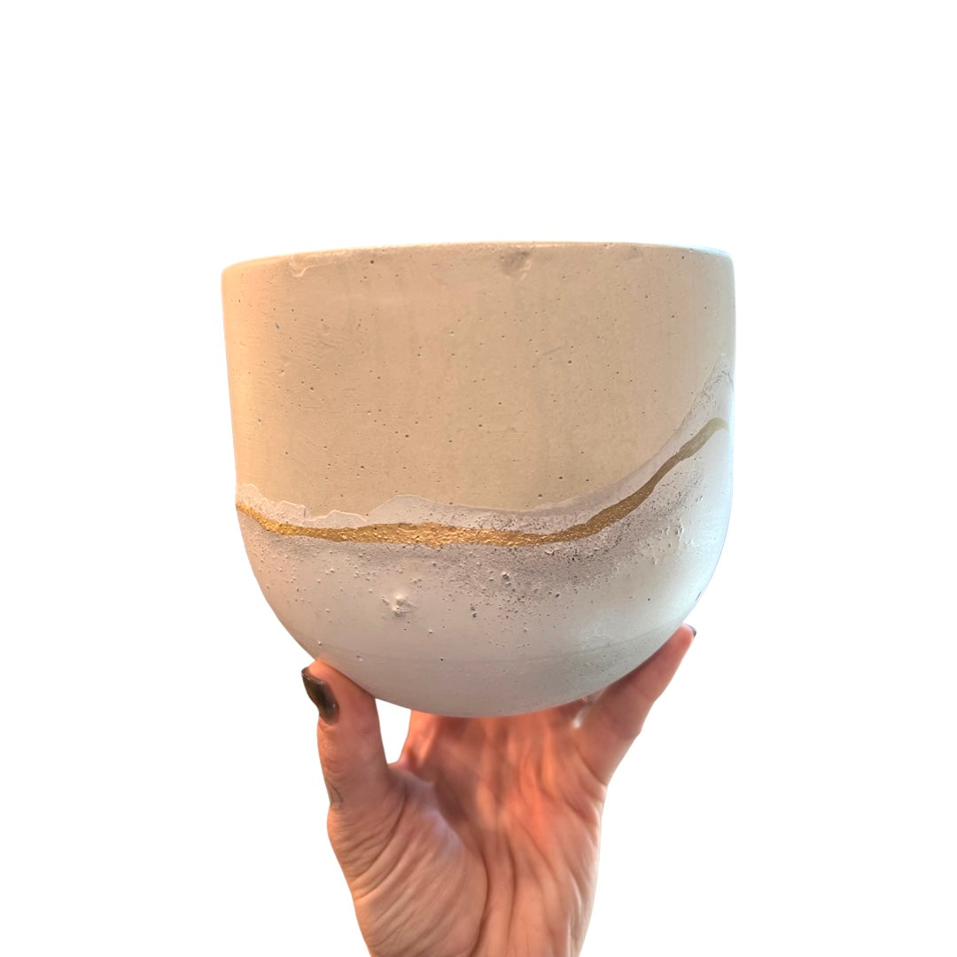 White & Cream Concrete Planter | Plant Er' Here