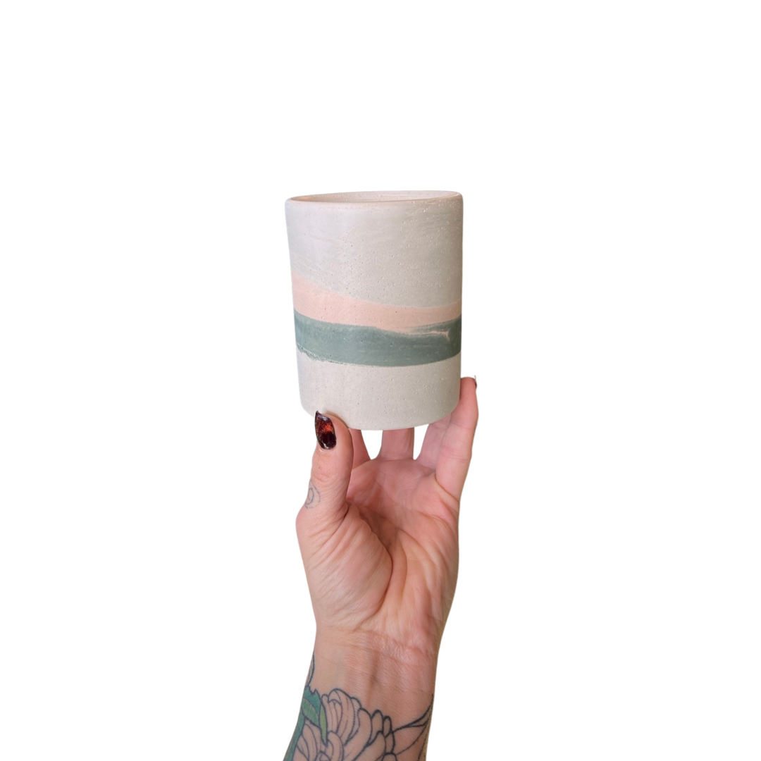 Blush & Olive Layer Concrete Planter | Plant Er' Here
