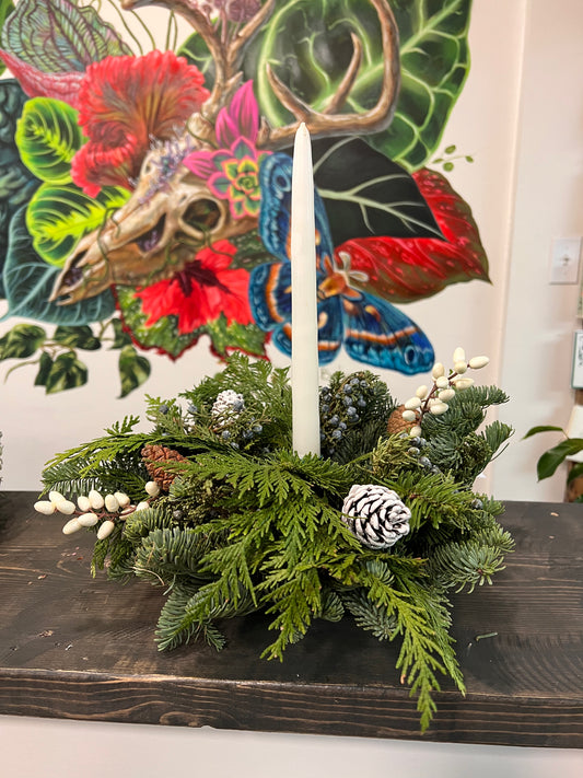 Winter Foliage Candle Centerpieces