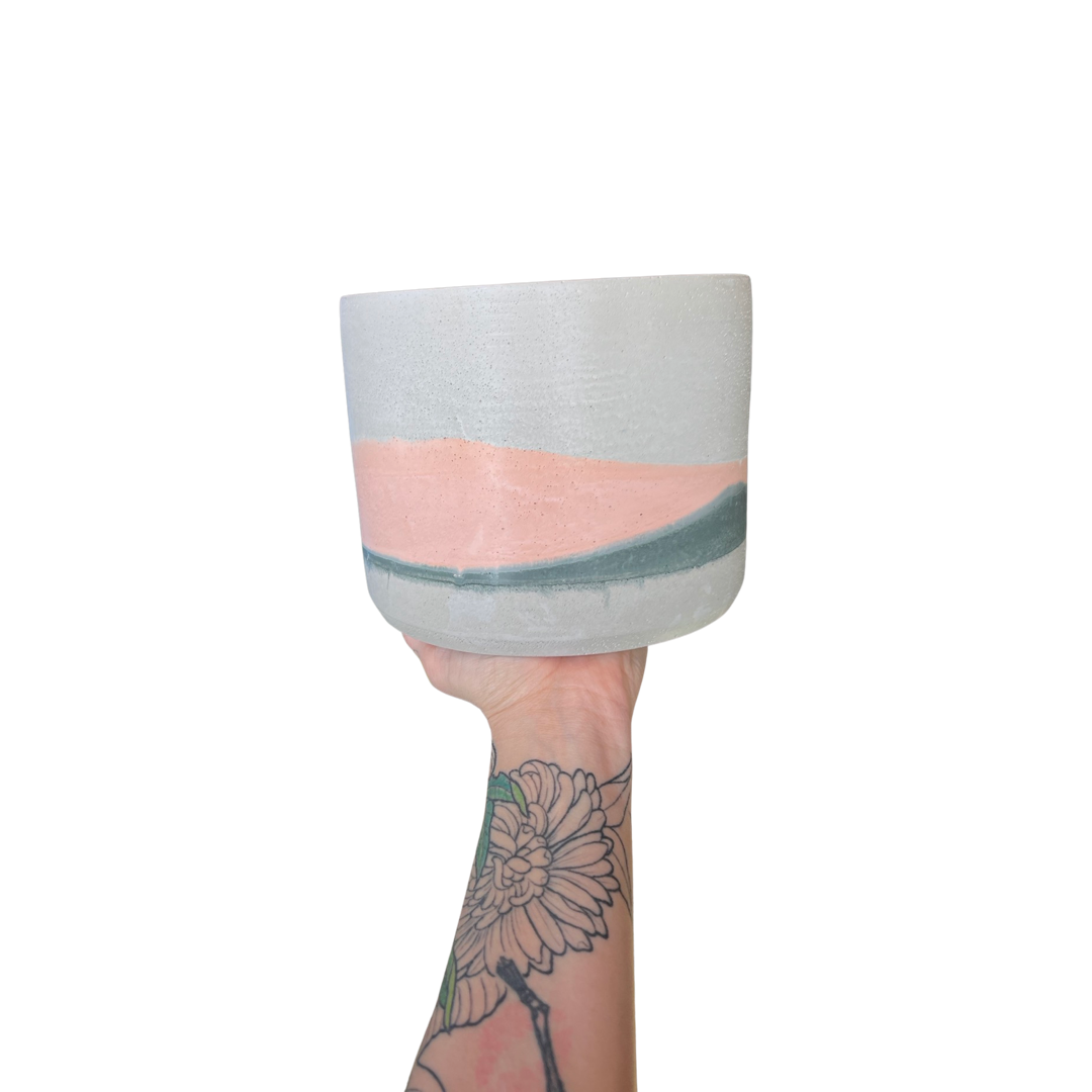 Blush & Olive Layer Concrete Planter | Plant Er' Here