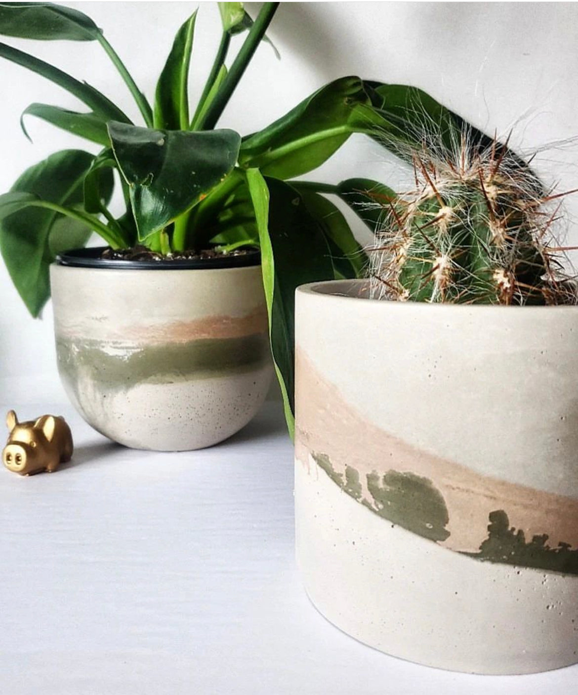 Blush & Olive Layer Concrete Planter | Plant Er' Here