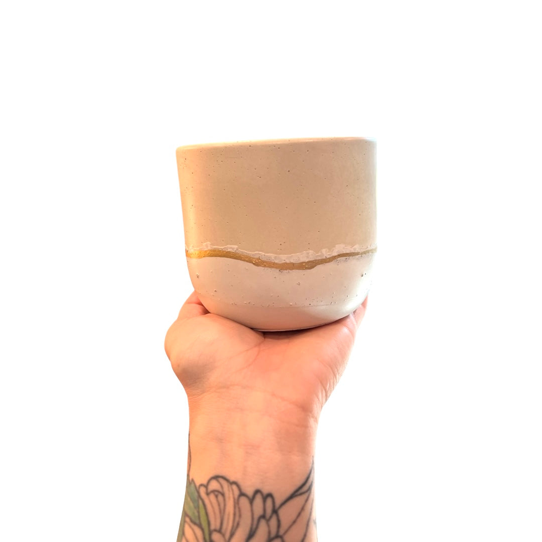 White & Cream Concrete Planter | Plant Er' Here