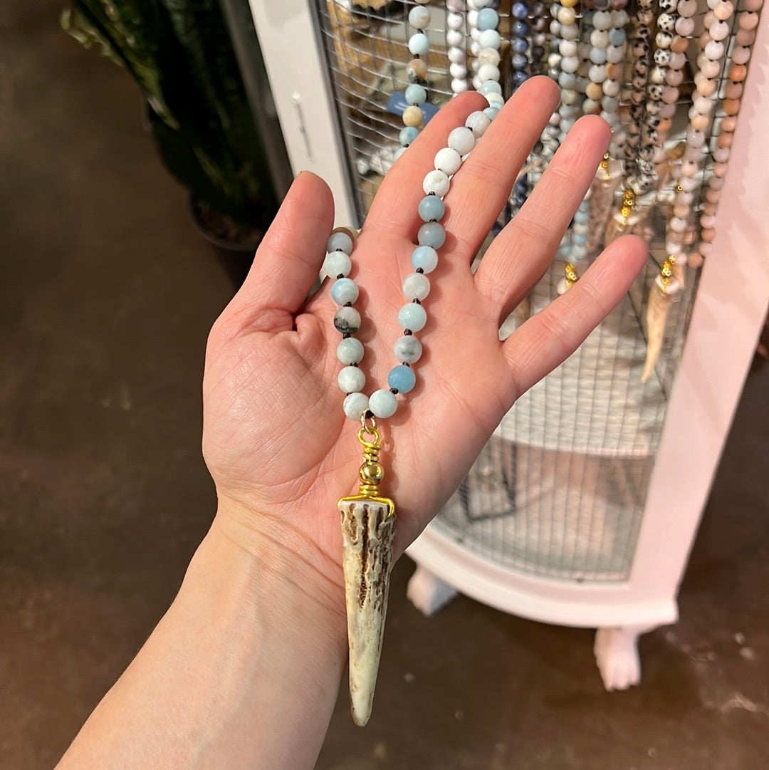 Necklace Deer Antler Gemstone Amazonite - Main Image